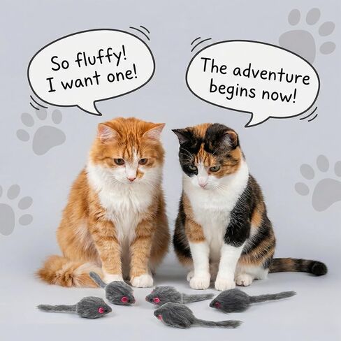 Cat Mouse Toy, 5 Pcs Faux Fur Mouse Toys for Cats 6.7" Cat Mice Toys Interactive Realistic Size Grey Furry Rattle Mice Cats Toy No Catnip Feline Chew Plaything Self Play (Grey) in Saudi Arabia