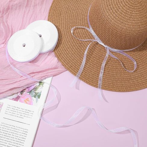 100 Yards 2/5 inch White Sheer Organza Ribbon Chiffon Fabric Mesh Ribbon Thin White Tulle Ribbons for Gift Wrapping, Wedding, Crafts, Decoration in Kuwait