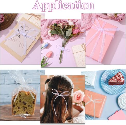 100 Yards 2/5 inch White Sheer Organza Ribbon Chiffon Fabric Mesh Ribbon Thin White Tulle Ribbons for Gift Wrapping, Wedding, Crafts, Decoration in Kuwait