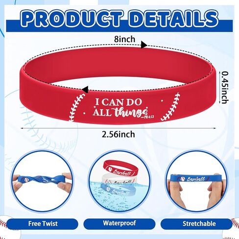 30 Pcs Inspirational Bible Verse Baseball Silicone Bracelets I Can Do All Things Baseball Wristbands Party Decorations Summer Party Decorations for Women Men in Kuwait