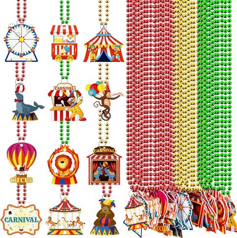 Moon Boat 21Pcs Carnival Circus Theme Party Decorations - Beaded Necklaces Red Green Gold for Birthday Favors Supplies in Saudi Arabia