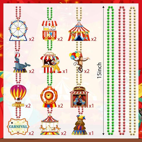 Moon Boat 21Pcs Carnival Circus Theme Party Decorations - Beaded Necklaces Red Green Gold for Birthday Favors Supplies in Saudi Arabia