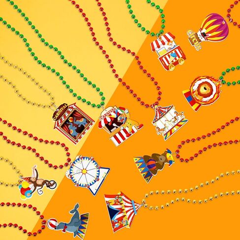 Moon Boat 21Pcs Carnival Circus Theme Party Decorations - Beaded Necklaces Red Green Gold for Birthday Favors Supplies in Saudi Arabia