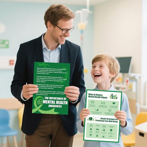 WATINC Mental Health Awareness Posters - 6PCS Green Mental Health Bulletin Board Decorations for Classroom, Educational Psychological Therapy Counseling Wall Decor for Office Charity Supplies in Saudi Arabia