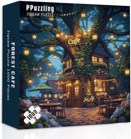 ألغاز مقهى Treehouse للبالغين 1000 قطعة، ألغاز الصور المقطوعة في ليلة الغابة الخيالية، مشهد مقهى الشجرة السحرية in Saudi Arabia