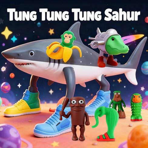 ألعاب Brainrot الإيطالية، 24 قطعة سرقة ألعاب Brainrot، مجموعة ألعاب Brain Rot، Tung Tung Tung Sahur Tralalero Tralala Meme Shark Doll Action Figures، هدايا حفلات أعياد الميلاد للأطفال in Kuwait