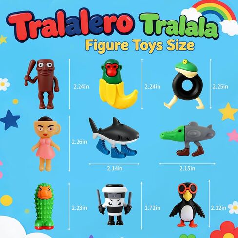 ألعاب Brainrot الإيطالية، 24 قطعة سرقة ألعاب Brainrot، مجموعة ألعاب Brain Rot، Tung Tung Tung Sahur Tralalero Tralala Meme Shark Doll Action Figures، هدايا حفلات أعياد الميلاد للأطفال in Kuwait