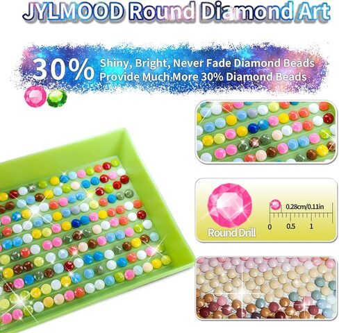 مجموعات الرسم الماسي للأميرات من JYLMOOD للبالغين - مجموعات فنية ماسية خماسية الأبعاد للبالغين المبتدئين، DIY حفر كامل بنقاط الماس حجر الراين مع ملحقات الأدوات لهدايا ديكور الحائط المنزلي مقاس 12 × 16 بوصة in Saudi Arabia