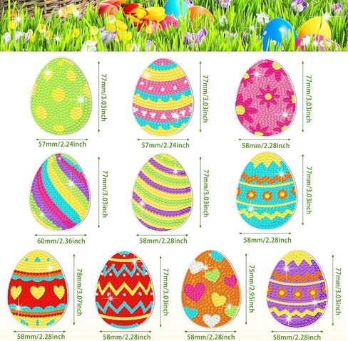 Skylety 20 Pcs Easter Diamond Art Ornaments Easter Egg Diamond Painting Kits for Adult 5d DIY Gift Wrap Tags with Rope Hanging Ornaments for Home Craft Party Decor in Saudi Arabia