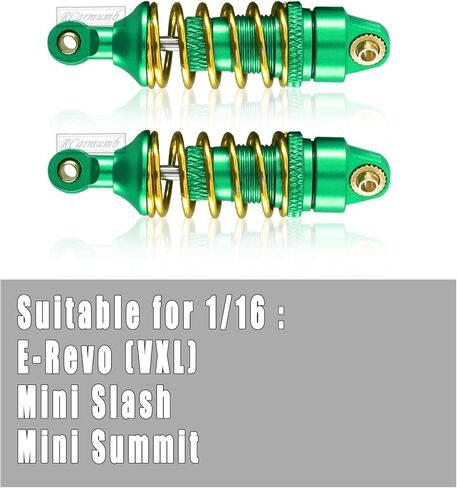 جزء ممتص الصدمات RC لـ 1/16 E-Revo/Mini Summit/Mini Slash، صدمات أمامية وخلفية من الألومنيوم، 4 قطع، أخضر in Saudi Arabia