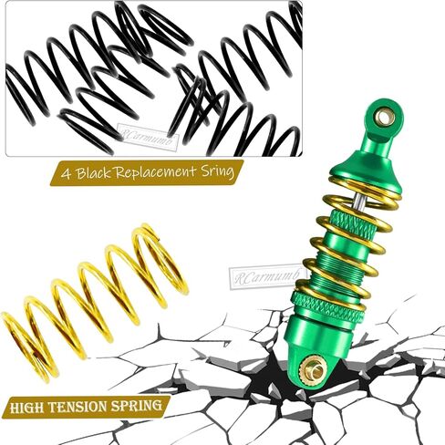 جزء ممتص الصدمات RC لـ 1/16 E-Revo/Mini Summit/Mini Slash، صدمات أمامية وخلفية من الألومنيوم، 4 قطع، أخضر in Saudi Arabia
