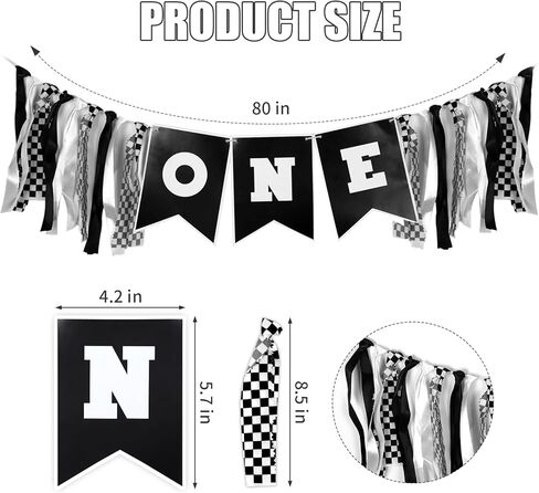 لافتة كرسي مرتفع رقم واحد للسباق، زينة عيد ميلاد سريعة للأولاد، لافتة كرسي مرتفع لسباق السيارات زينة عيد الميلاد الأول للصبي، إكليل السباق مع أعلام مربعة باللونين الأسود والأبيض in Kuwait
