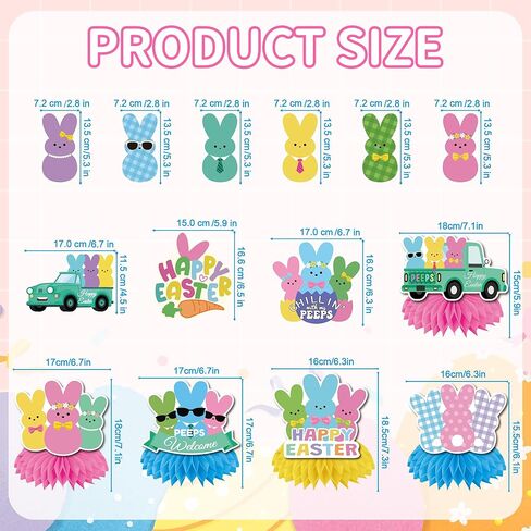 ديكورات حفلات عيد الفصح، بريق تشيلين مع دوامات راية بيبس، ديكورات بيبس قطع مركزية على شكل قرص العسل، لافتة عيد الفصح الملونة على شكل أرنب لمكتب الفصل الدراسي والمنزل والربيع ومستلزمات حفلات عيد الفصح in Kuwait