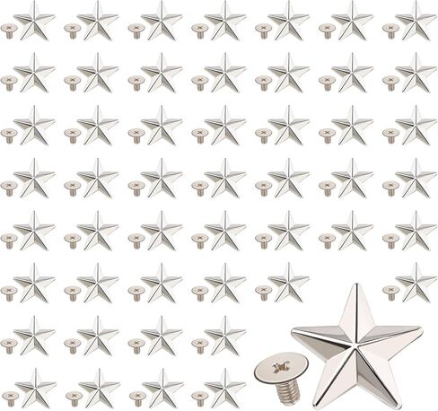 50 Sets 14mm Leather Star Rivets Studs, 0.6 Inch Metal Rivets Silver Star Studs Garment Zinc Alloy Screw Back Studs for Leather Craft, Shoes, Bags, Jackets, Belts Decoration in Kuwait