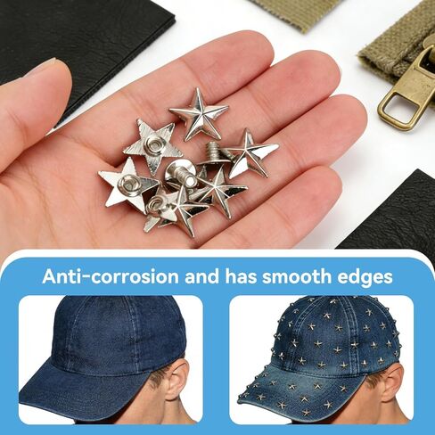 50 Sets 14mm Leather Star Rivets Studs, 0.6 Inch Metal Rivets Silver Star Studs Garment Zinc Alloy Screw Back Studs for Leather Craft, Shoes, Bags, Jackets, Belts Decoration in Kuwait
