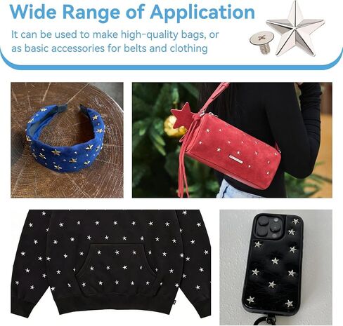 50 Sets 14mm Leather Star Rivets Studs, 0.6 Inch Metal Rivets Silver Star Studs Garment Zinc Alloy Screw Back Studs for Leather Craft, Shoes, Bags, Jackets, Belts Decoration in Kuwait