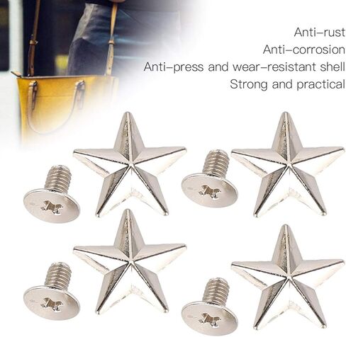 50 Sets 14mm Leather Star Rivets Studs, 0.6 Inch Metal Rivets Silver Star Studs Garment Zinc Alloy Screw Back Studs for Leather Craft, Shoes, Bags, Jackets, Belts Decoration in Kuwait