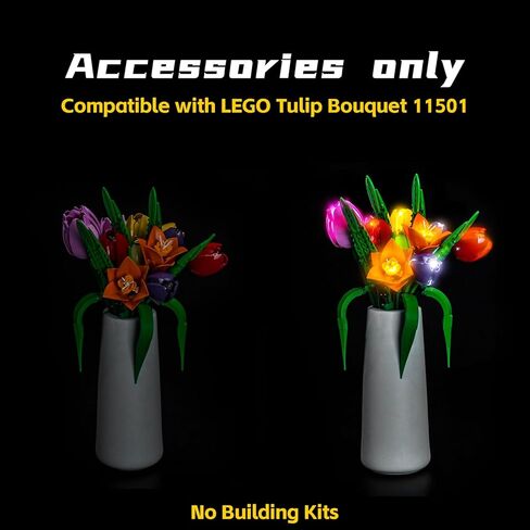 BrickBling Light Compatible with Lego Tulip Bouquet, LED Lighting Compatible with Lego 11501, Light up Your Botanical Collection (Not Come with Flower Model) in Saudi Arabia