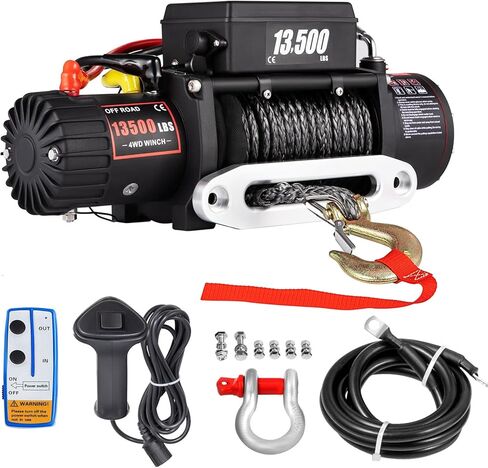 13500 رطل وينش كهربائي 12V شاحنة مضادة للماء winch ， حبل الاصطناعية رافعة مع التحكم اللاسلكي باليد عن بعد ، الألومنيوم fairlead لسحب القارب سيار الدفع الرباعي على الطرق الوعرة على الطرق الوعرة على الطرق الوعرة in Kuwait