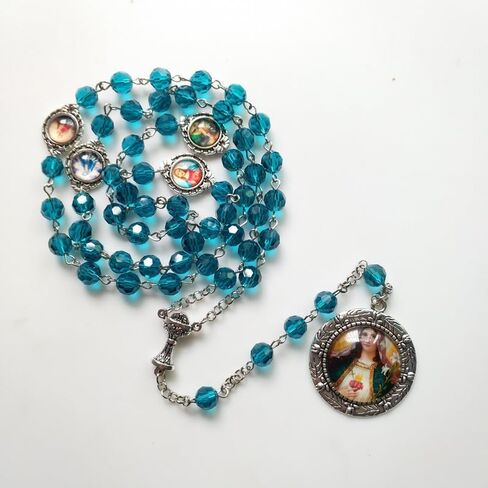 Vintage Religious Catholic Cross Rosary Necklace Beads Holy Figure Jesus Hanging Pendant Jesus Rosary Necklace Wall Cross Decoration in Saudi Arabia
