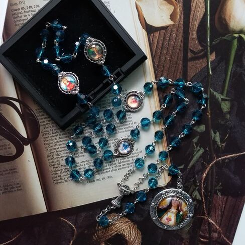 Vintage Religious Catholic Cross Rosary Necklace Beads Holy Figure Jesus Hanging Pendant Jesus Rosary Necklace Wall Cross Decoration in Saudi Arabia