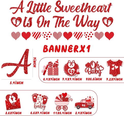 Valentines Baby Shower Decorations, A Little Sweetheart Is On The Way Banner and Red Baby Shower Decorations Hanging Swirls, Sweetheart Decorations for Valentines Day Baby Shower Party in Kuwait