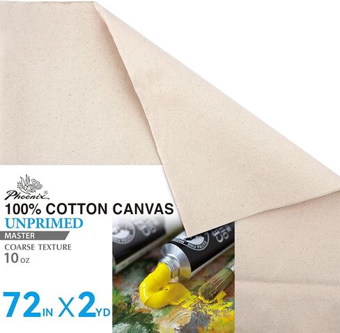 PHOENIX Unprimed Canvas Fabric by The Yard - 72" Wide x 2 Yard Long 10 oz Heavy Duty Cotton Duck Cloth for Oil & Acrylic Painting, DIY Stretching and Professional Art Projects in Saudi Arabia