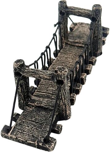Balacoo Aquarium Decor Bridge: Resin Garden Rope Bridge Ornament for Betta Fish Tank Landscape Decoration - Dark Brown, 6.29 Inch in Saudi Arabia
