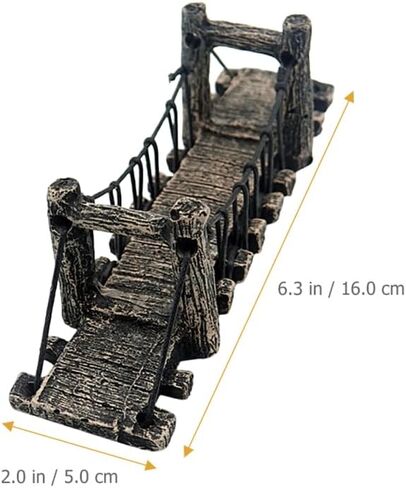 Balacoo Aquarium Decor Bridge: Resin Garden Rope Bridge Ornament for Betta Fish Tank Landscape Decoration - Dark Brown, 6.29 Inch in Saudi Arabia