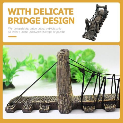 Balacoo Aquarium Decor Bridge: Resin Garden Rope Bridge Ornament for Betta Fish Tank Landscape Decoration - Dark Brown, 6.29 Inch in Saudi Arabia