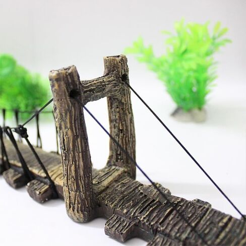 Balacoo Aquarium Decor Bridge: Resin Garden Rope Bridge Ornament for Betta Fish Tank Landscape Decoration - Dark Brown, 6.29 Inch in Saudi Arabia