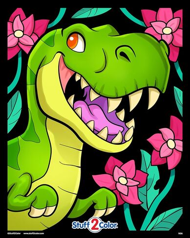 T-Rex Fun - ملصق تلوين غامض - تصميم ديناصور لجميع الأعمار للأطفال والأطفال الصغار والمراهقين والبالغين (رائع لوقت تلوين الفنون والحرف اليدوية، بعد المدرسة، أو كنشاط عائلي) كالافيرا in Saudi Arabia