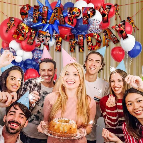 لافتة عيد ميلاد سعيد من إنكرديبلز! مستوحاة من ذا إنكرديبلز، تتميز هذه اللافتة الجذابة بألوان حمراء وسوداء وصفراء جريئة بالإضافة إلى تصميمات الشخصيات المميزة in Saudi Arabia