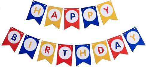 لافتة عيد ميلاد سعيد، لافتة عيد ميلاد ملونة، زينة حفلات أعياد الميلاد باللون الأحمر والأصفر والأزرق وديكور حفلات البنات والأولاد in Kuwait