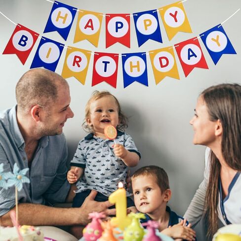 لافتة عيد ميلاد سعيد، لافتة عيد ميلاد ملونة، زينة حفلات أعياد الميلاد باللون الأحمر والأصفر والأزرق وديكور حفلات البنات والأولاد in Kuwait