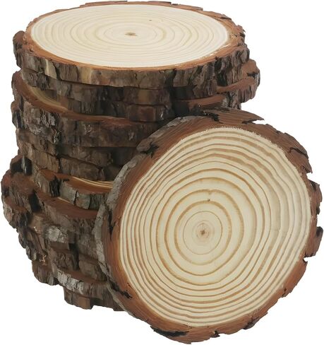 Natural Wood Tree Slice Centerpiece, Round, 7-8 Inches, 10 Pack, Rustic Wedding Party Decor in Saudi Arabia