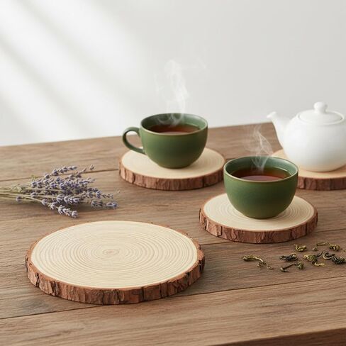 Natural Wood Tree Slice Centerpiece, Round, 7-8 Inches, 10 Pack, Rustic Wedding Party Decor in Saudi Arabia