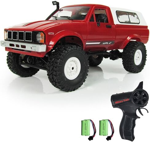 GoolRC RC Truck, WPL C24 RC Crawler 1/16 Scale Remote Control Car, 4WD All Terrain Off Road Pickup Truck, 2.4GHz RC Climbing Car with LED Light, 2 Batteries for Adults (Red) in Saudi Arabia