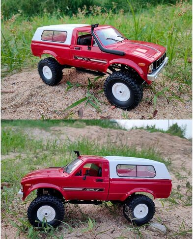 GoolRC RC Truck, WPL C24 RC Crawler 1/16 Scale Remote Control Car, 4WD All Terrain Off Road Pickup Truck, 2.4GHz RC Climbing Car with LED Light, 2 Batteries for Adults (Red) in Saudi Arabia