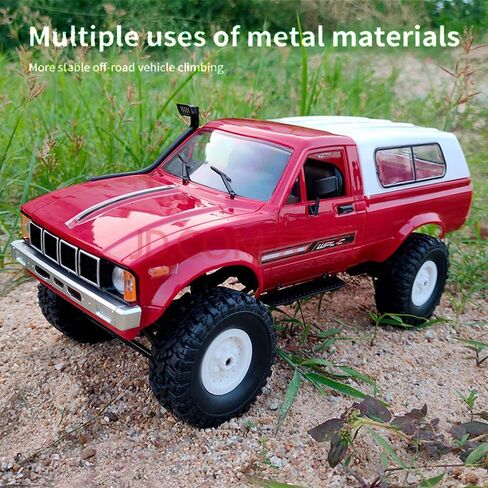 GoolRC RC Truck, WPL C24 RC Crawler 1/16 Scale Remote Control Car, 4WD All Terrain Off Road Pickup Truck, 2.4GHz RC Climbing Car with LED Light, 2 Batteries for Adults (Red) in Saudi Arabia