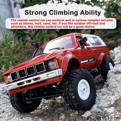 GoolRC RC Truck, WPL C24 RC Crawler 1/16 Scale Remote Control Car, 4WD All Terrain Off Road Pickup Truck, 2.4GHz RC Climbing Car with LED Light, 2 Batteries for Adults (Red) in Saudi Arabia