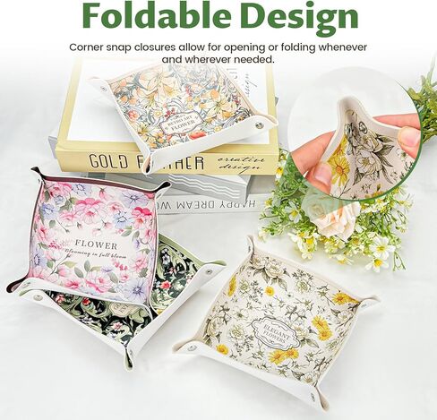 4 Pack Dice Tray for Rolling, Vintage Flower Folding Dice Box Tabletop Mat, PU Leather Board Game Storage Holder for DND Accessories in Saudi Arabia