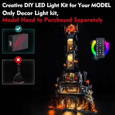 Customized RC Light Kit Compatible with Lego Barad Dur 10333, Decor Lighting Compatible with Lego 10333 Barad Dur Eye of Sauron Dark Tower Castle - ONLY Lights, NO Model in Saudi Arabia
