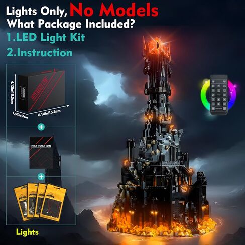 Customized RC Light Kit Compatible with Lego Barad Dur 10333, Decor Lighting Compatible with Lego 10333 Barad Dur Eye of Sauron Dark Tower Castle - ONLY Lights, NO Model in Saudi Arabia