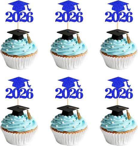 36Pcs 2026 Graduation Cupcake Toppers Glitter Done Grad Cap Cake Topper Decoration for Class of 2026 Graduation Theme Party Supplies Black in Saudi Arabia