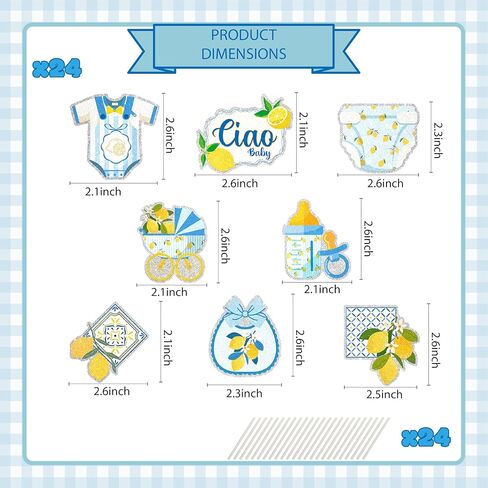 24Pcs Lemon Ciao Baby Shower Cupcake Toppers - Glitter Lemon Ciao Baby Shower Party Decorations for Birthday Italian Theme Cake Décor in Kuwait