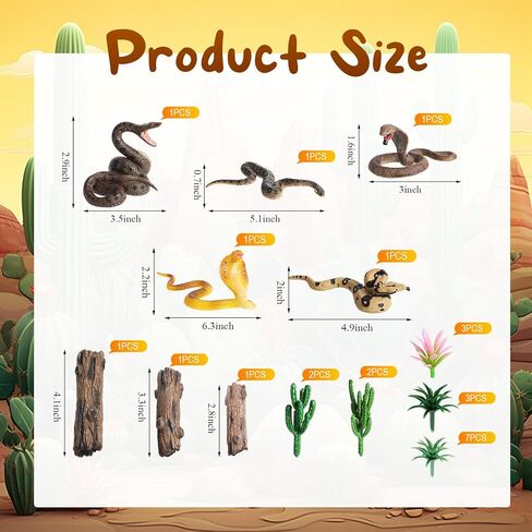 Sratte 26 Pcs Snake Animals Figures Diorama Kit, Plastic Snake Reptiles Toys Model Coral Snake Cobra Diorama Supplies for Back to School Gift Educational Learning Birthday Gift in Saudi Arabia