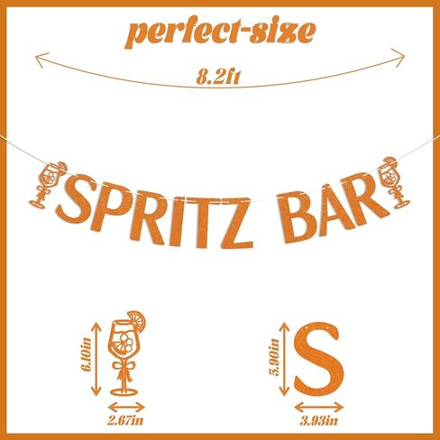 Spritz Bar Banner - Spritz O’Clock Banner, Spritz Birthday Decor, Lemon Citrus Bridal Shower Bachelorette Wedding Party Decorations Orange Glitter in Saudi Arabia