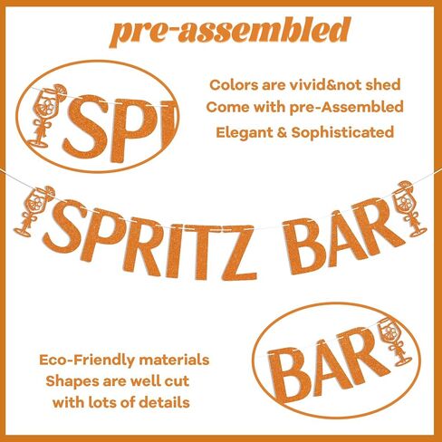 Spritz Bar Banner - Spritz O’Clock Banner, Spritz Birthday Decor, Lemon Citrus Bridal Shower Bachelorette Wedding Party Decorations Orange Glitter in Saudi Arabia