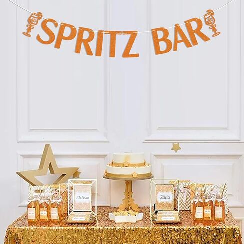 Spritz Bar Banner - Spritz O’Clock Banner, Spritz Birthday Decor, Lemon Citrus Bridal Shower Bachelorette Wedding Party Decorations Orange Glitter in Saudi Arabia